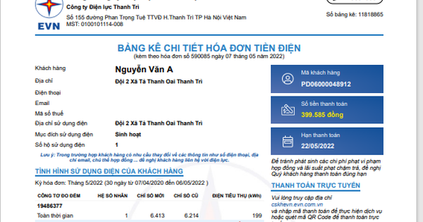 EVN áp dung mẫu hóa đơn điện tử theo quy định của Bộ Tài chính từ 1/7