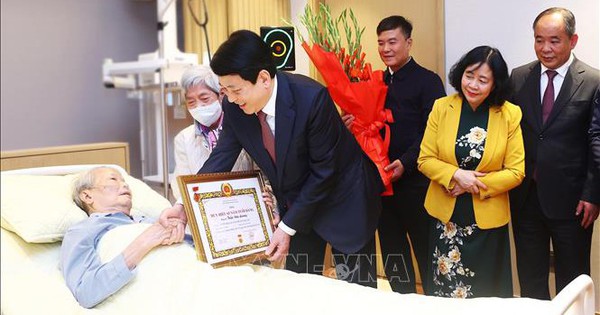 Nguyên Chủ tịch nước Trần Đức Lương nhận Huy hiệu 65 năm tuổi Đảng